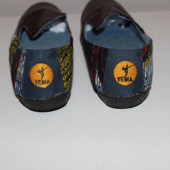 Yema Kenyan African Print Cloth and Leather Slip On Comfort Flats Size 41 - Picture 5 of 7